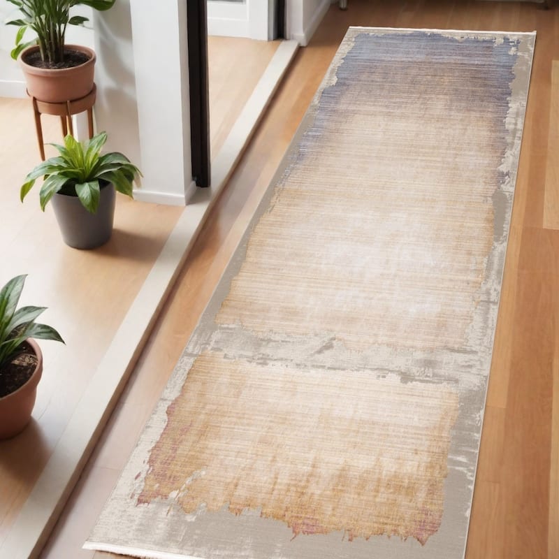 HomeRoots Abstract Modern Rectangle Area Rug - 2' X 6'