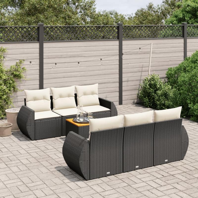 vidaXL Garden Sofa Set Black PE rattan Large Modular Garden Sofa Set - 24.4 x 27.6 x 27.2
