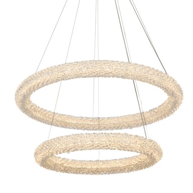 Elegant Lighting 3800G28 Bowen 28" Wide LED Crystal Ring Chandelier - Chrome