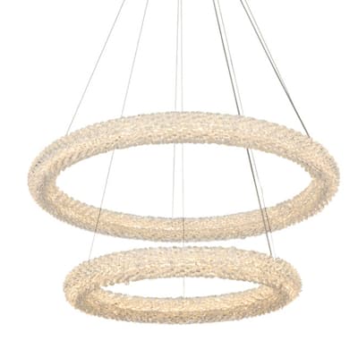 Elegant Lighting 3800G28 Bowen 28" Wide LED Crystal Ring Chandelier