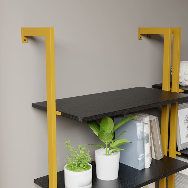 GDFStudio - Industrial Black+Golden Lift-Top Coffee Table with Metal Frame and Hidden Storage Compartment