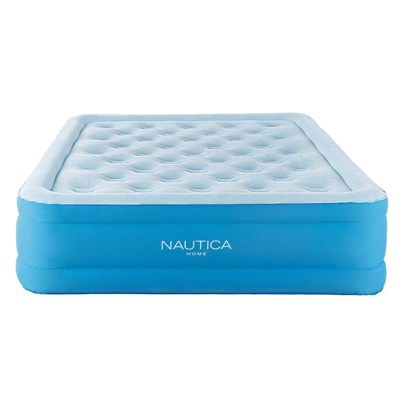 Nautica Home Cool Comfort Air Mattress with Built-in Pump - Raised Inflatable Bed with Cooling Top and Comfort Coil Support