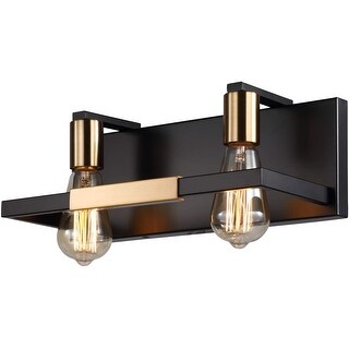 2 light bathroom wall light fixture with gold and black finish - Bed ...