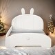 preview thumbnail 1 of 10, Full Size Upholstered Bed with Cartoon Ears Headboard, White White