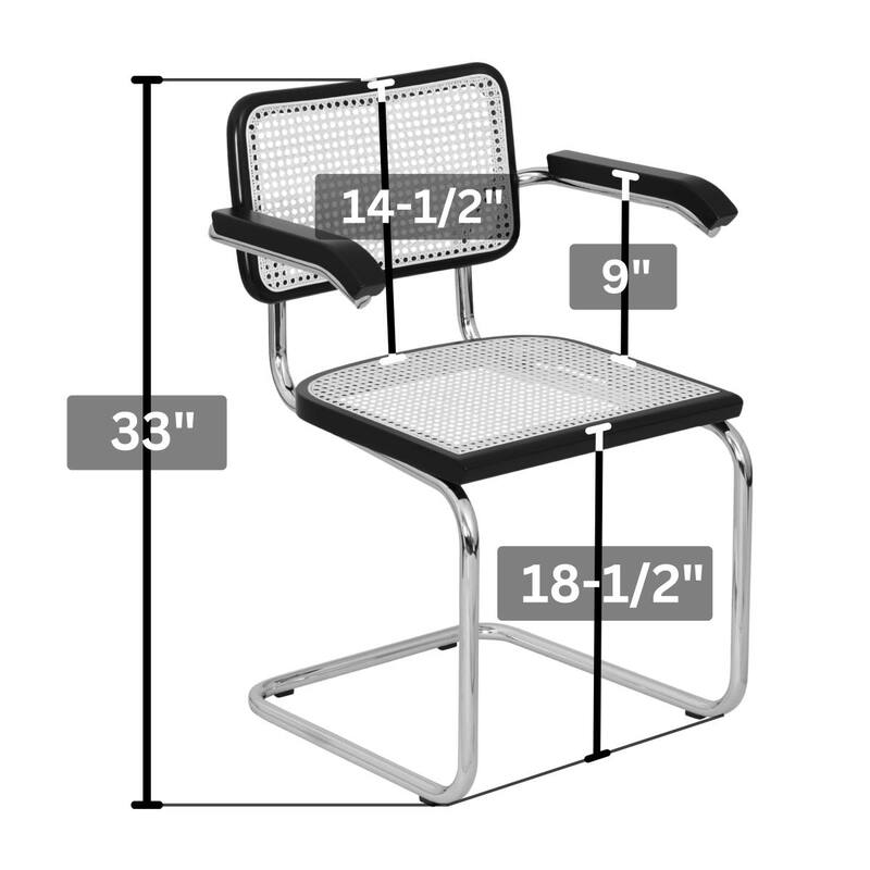 Breuer Chair Company Marcel Breuer Cesca Cane Cantilever Armchair Arm Chair w/ Black Steel Frame (Various Wood & Cane Colors)