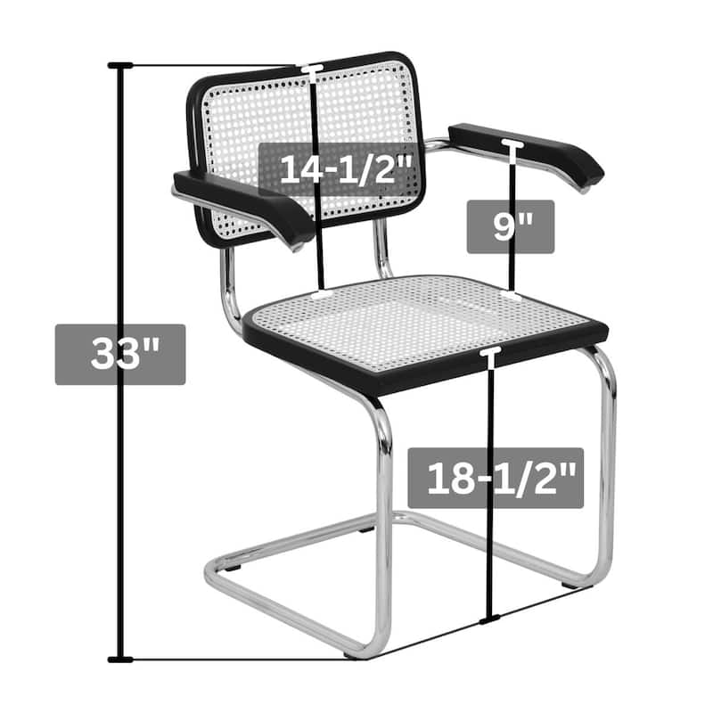 Breuer Chair Company Marcel Breuer Cesca Cane Cantilever Armchair Arm Chair w/ Brass Steel Frame (Various Wood & Cane Colors)