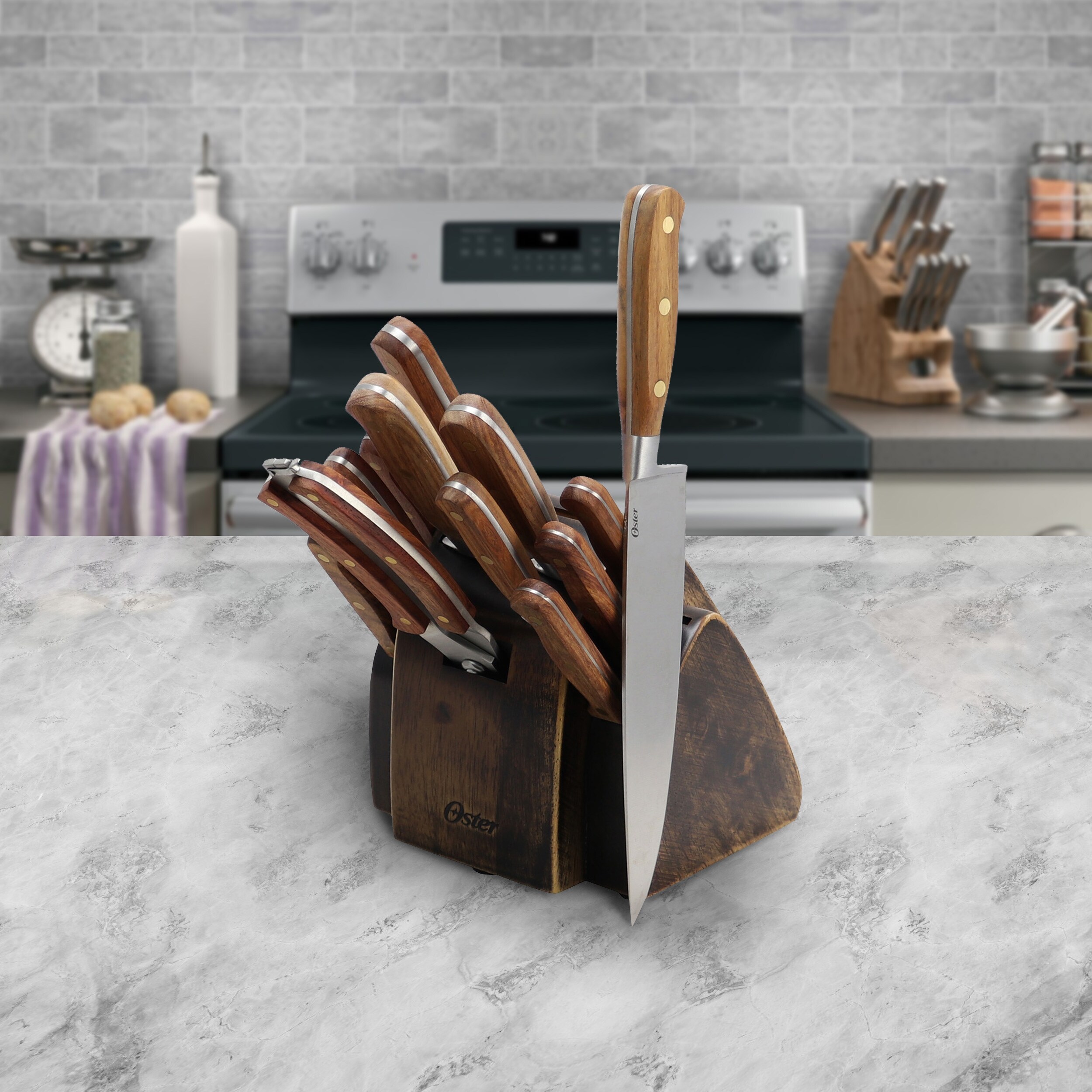 Oster Cuisine Riverdale 14 Piece Stainless Steel Cutlery Set Brown Overstock 32051611