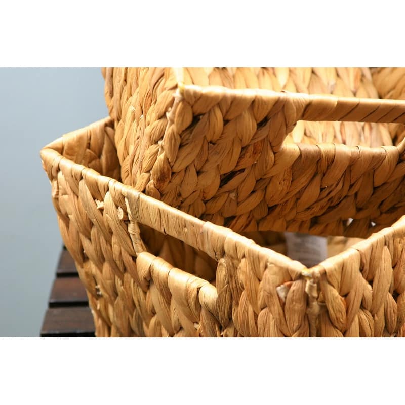 Water Hyacinth Rattan Nesting Trapezoid Storage Baskets 2-Pack - 14.5"x10.5"x7"