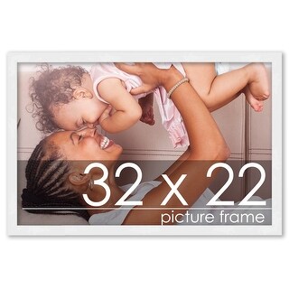 32x22 Contemporary White Wood Picture Frame - UV Acrylic, Foam Board ...