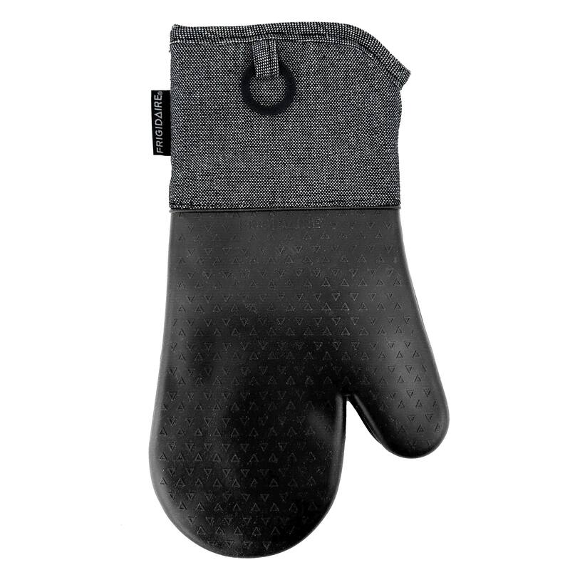 Black Heat Resistant Thick Soft Quilted Lining Kitchen Oven Glove Mitts With Silicone - 1 pair