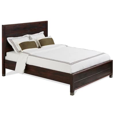 Boho Platform Bed - Rustic Wood Bed Frame, Queen Size, No Box Spring Needed, Easy Assembly, Solid Wood Mattress Support