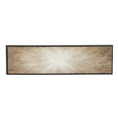 Canvas Starburst Radial Living Room Framed Wall Art with Black or Brown Frame - Brown or Gray - Roche River Decor
