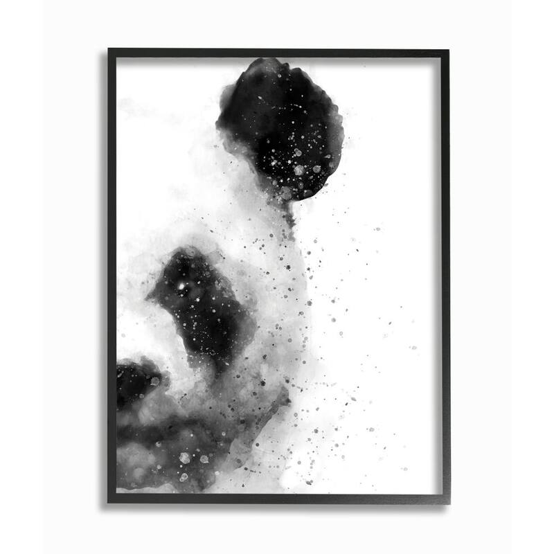 Stupell Watercolor Panda Beer Face Abstract Black White Animal Framed Giclee Art Design By Brandon Wong - 16 x 20 - Black