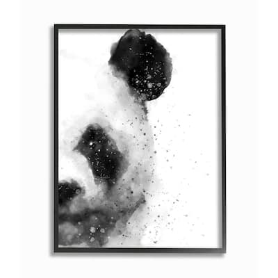 Stupell Watercolor Panda Beer Face Abstract Black White Animal Framed Giclee Art Design By Brandon Wong