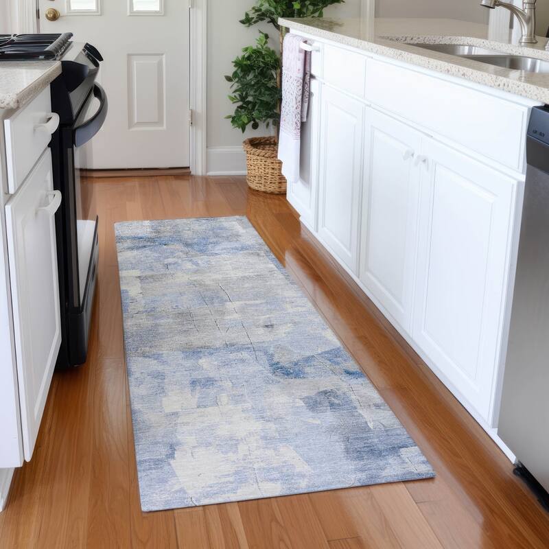Premium Washable Super Soft Chic Modern Mayfield Rug - Denim - 2'3" x 7'6"