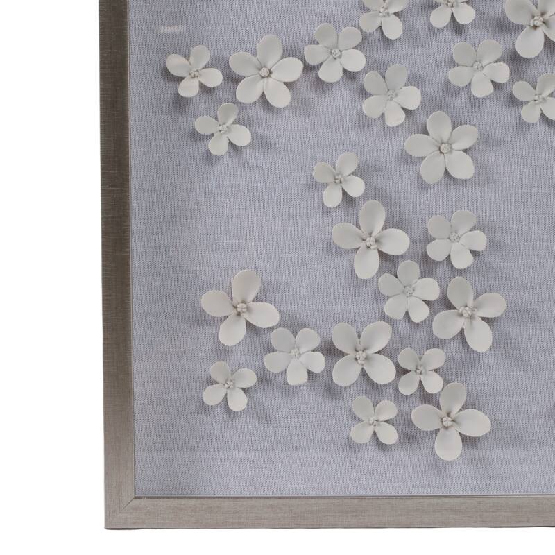 Canvas Wall Art Flower Shadowbox Casual Home Decor - 41" White