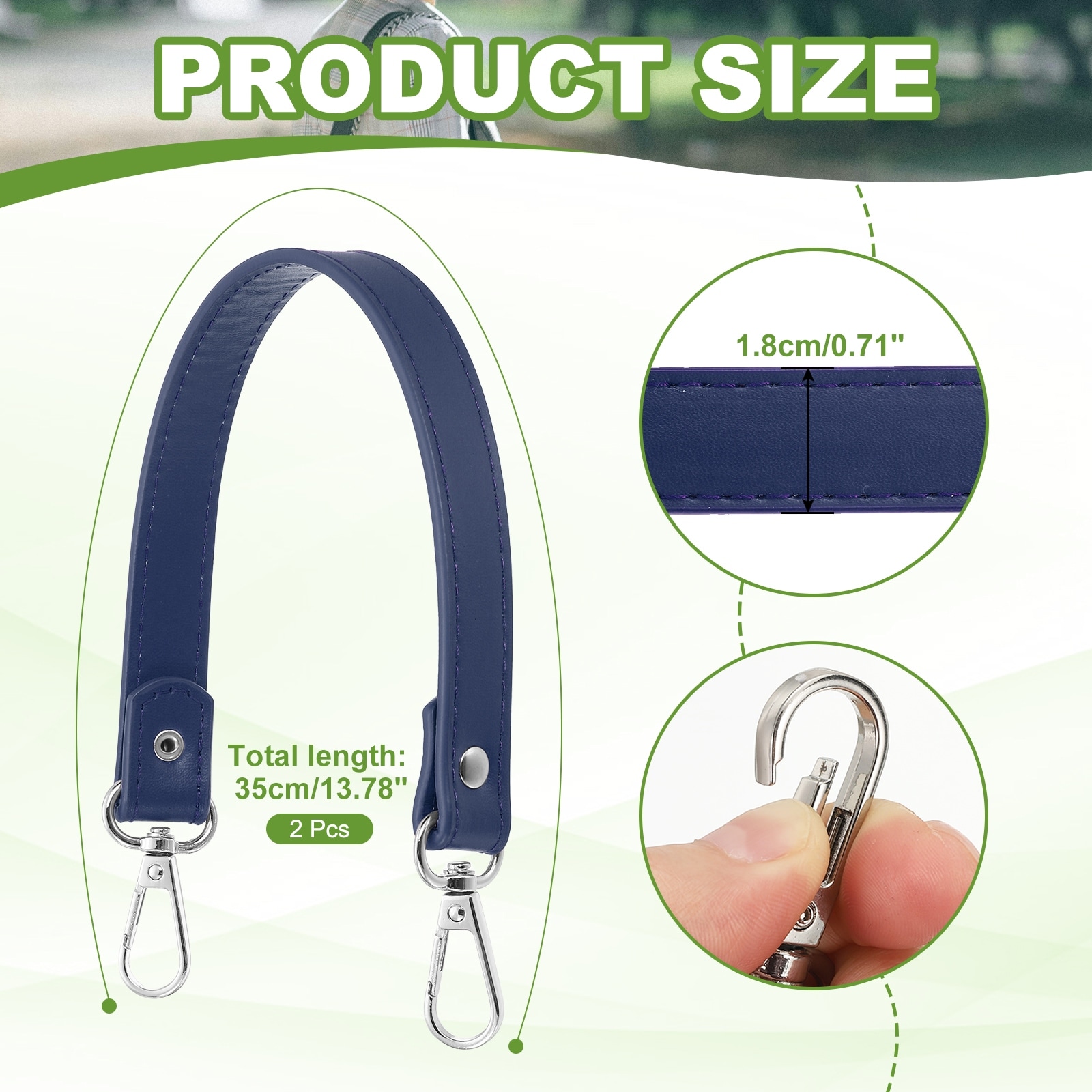 Leather Purse Strap Replacement PU Short Bag Handles with Lobster Buckles for Handbags