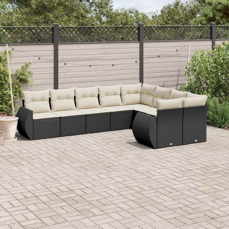 vidaXL Garden Sofa Set Black - Black and cream Large Without table