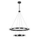 preview thumbnail 10 of 8, Rezz Black LED Wagon Wheel Two-Tier Round Large Chandelier - 33.86 in. W x 42.52 in. H x 33.86 in. D