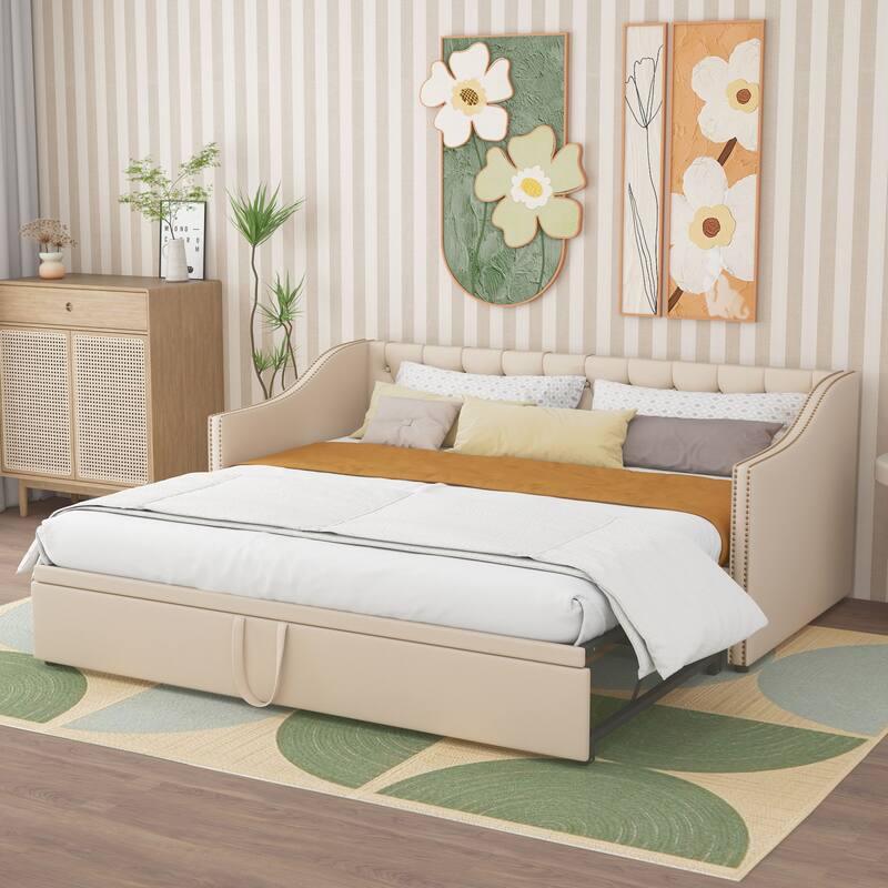 Upholstered Sofa Bed with Pop-Up Bed Frame