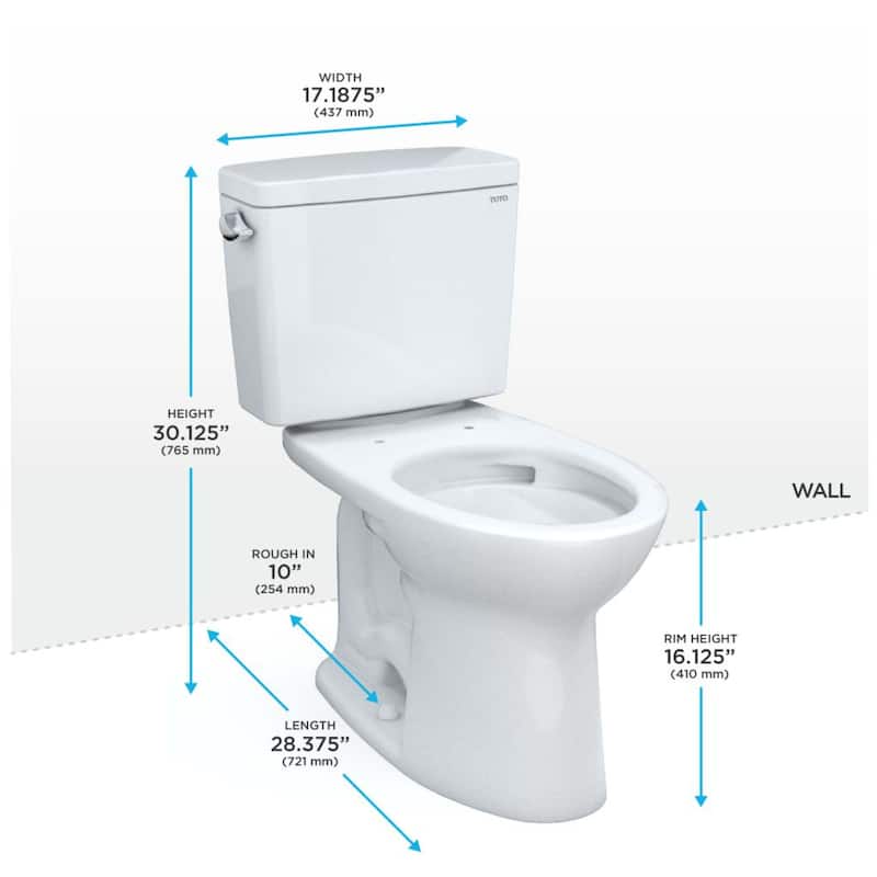 Toto CST776CEFG.10#01 Drake 1.28 GPF Two Piece Elongated Chair Height Toilet with Left Hand Lever