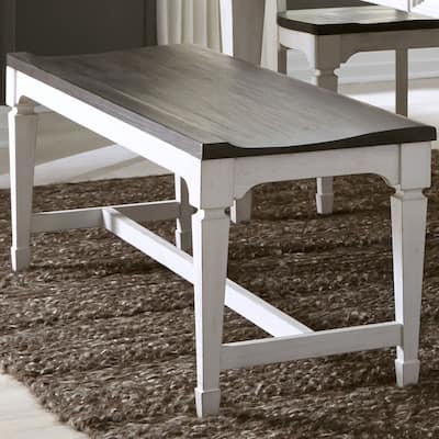 Allyson Park Wirebrushed White Charcoal Wood Seat Bench