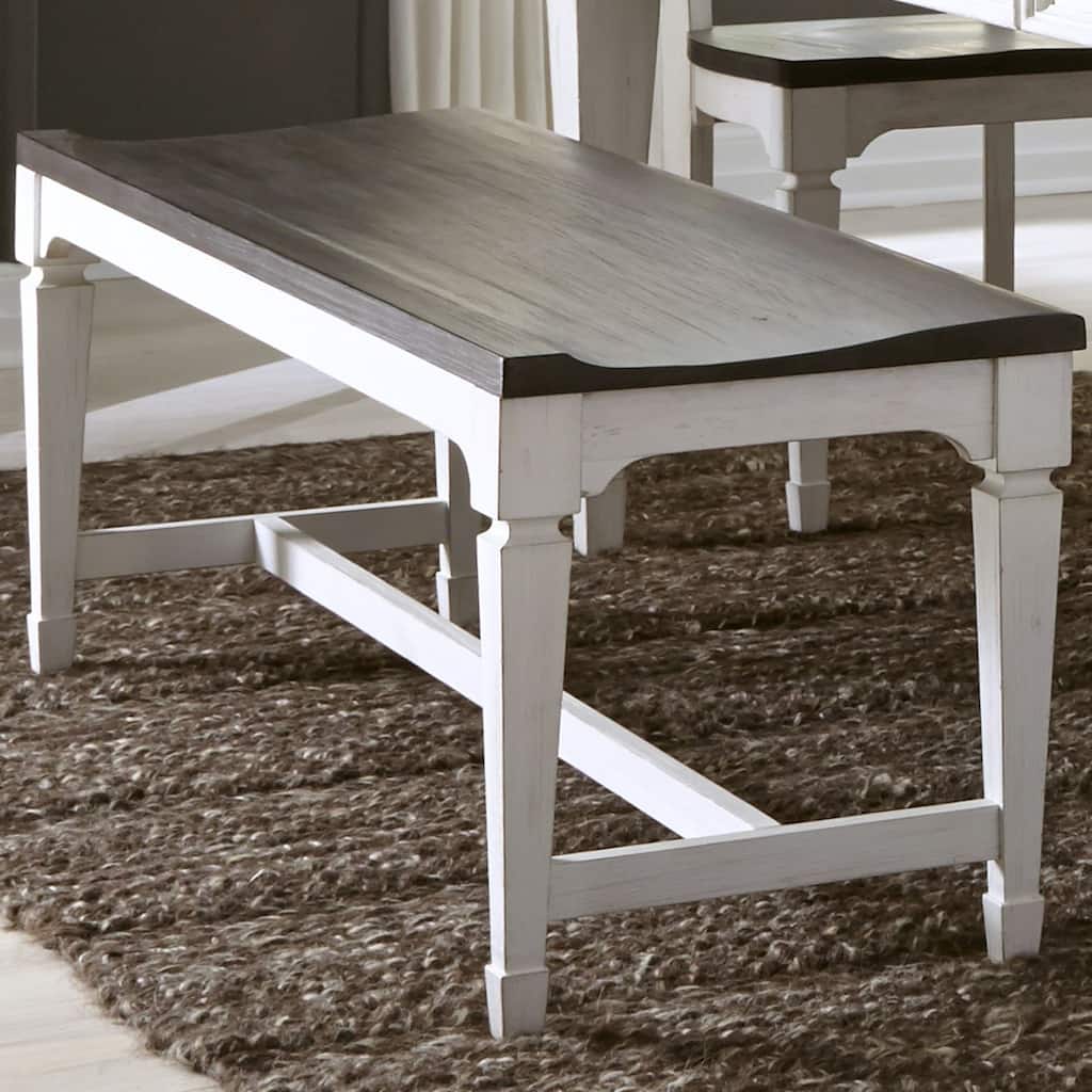 Allyson Park Wirebrushed White Charcoal Wood Seat Bench