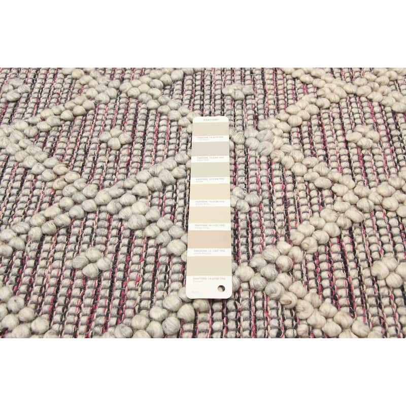 ECARPETGALLERY Braid weave Sienna Khaki Wool Rug - 5'0 x 8'2