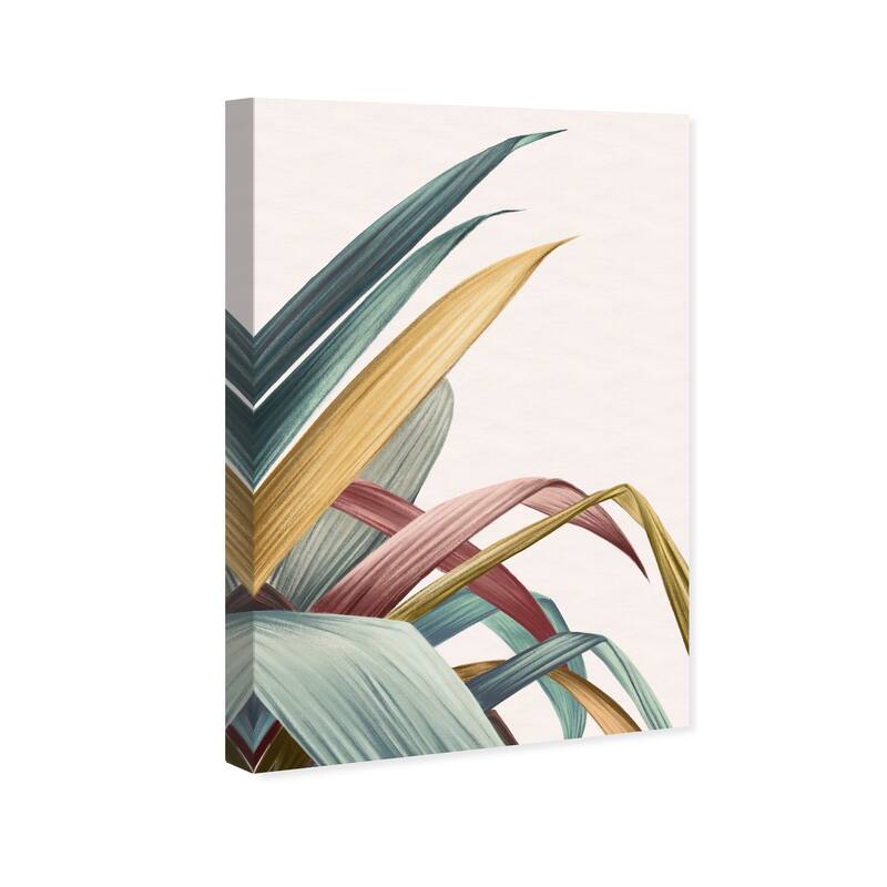 Wynwood Studio Canvas Floral and Botanical Stay Golden Leaves Green and Dark Green Scandinavian Wall Art Canvas Print