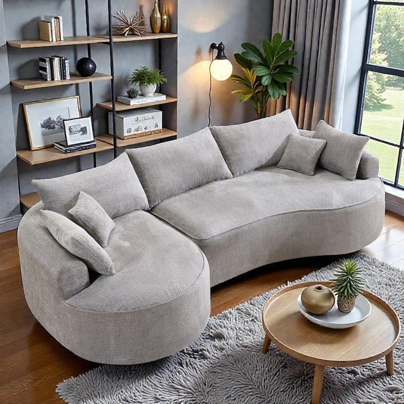 124.5 Inch Oversized Cloud Sofa, Modern Boneless Chenille Couch with Pillows, No Assembly Sofa for Living Room