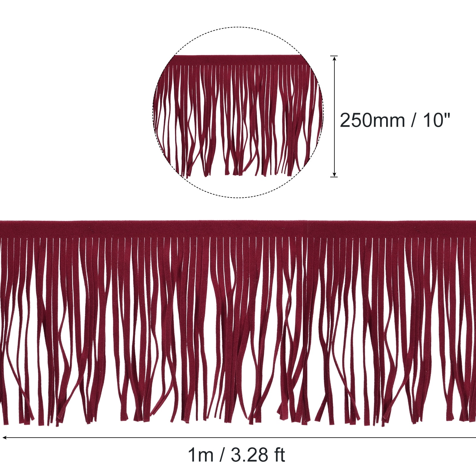 PU Leather Fringe Trim Double Side Leather Sewing Tassel Fringe for DIY Sewing Crafts Skirt