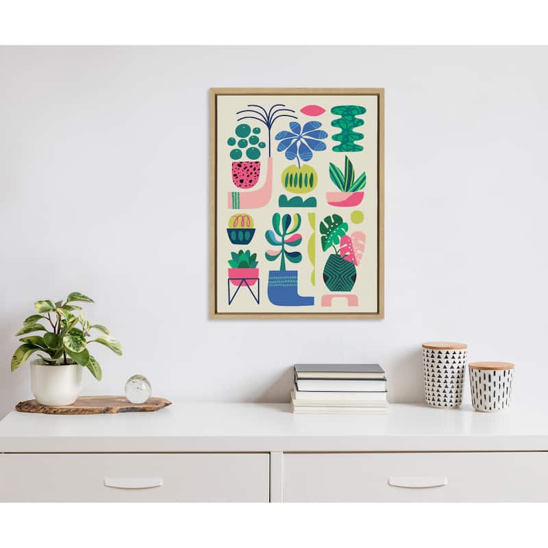 Kate and Laurel Sylvie Houseplants Framed Canvas by Rachel Lee