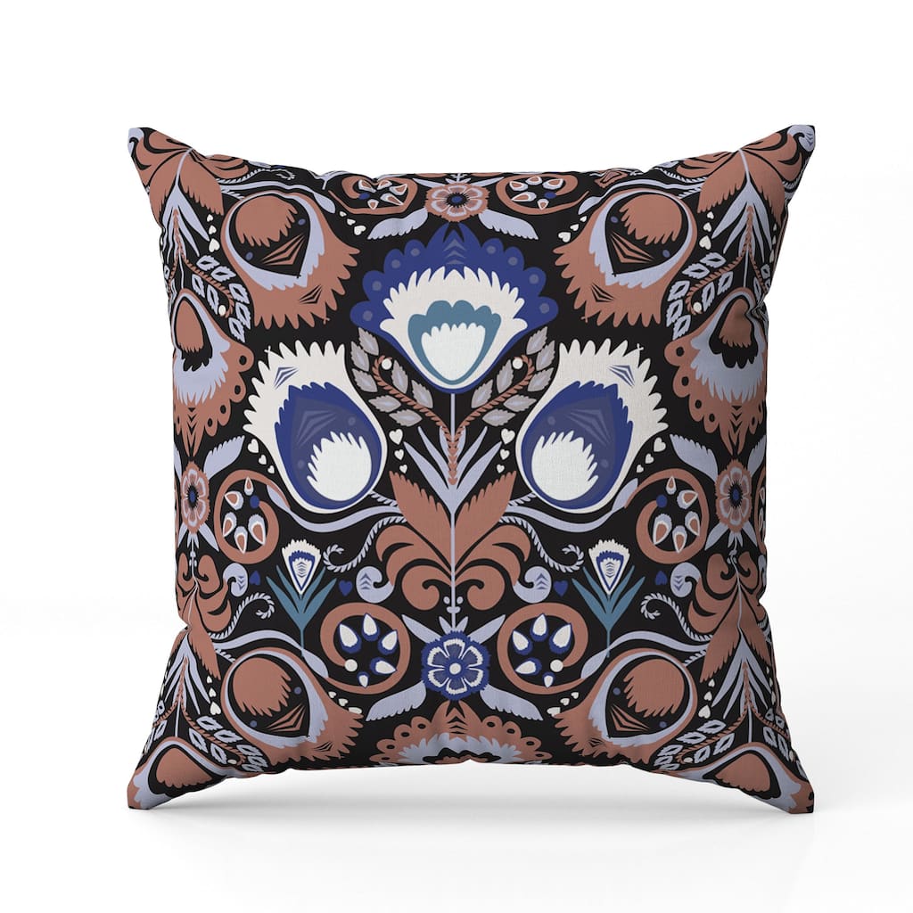 Whimsical Cat Eye Faux Suede Reversible Throw Pillow Orange and Black