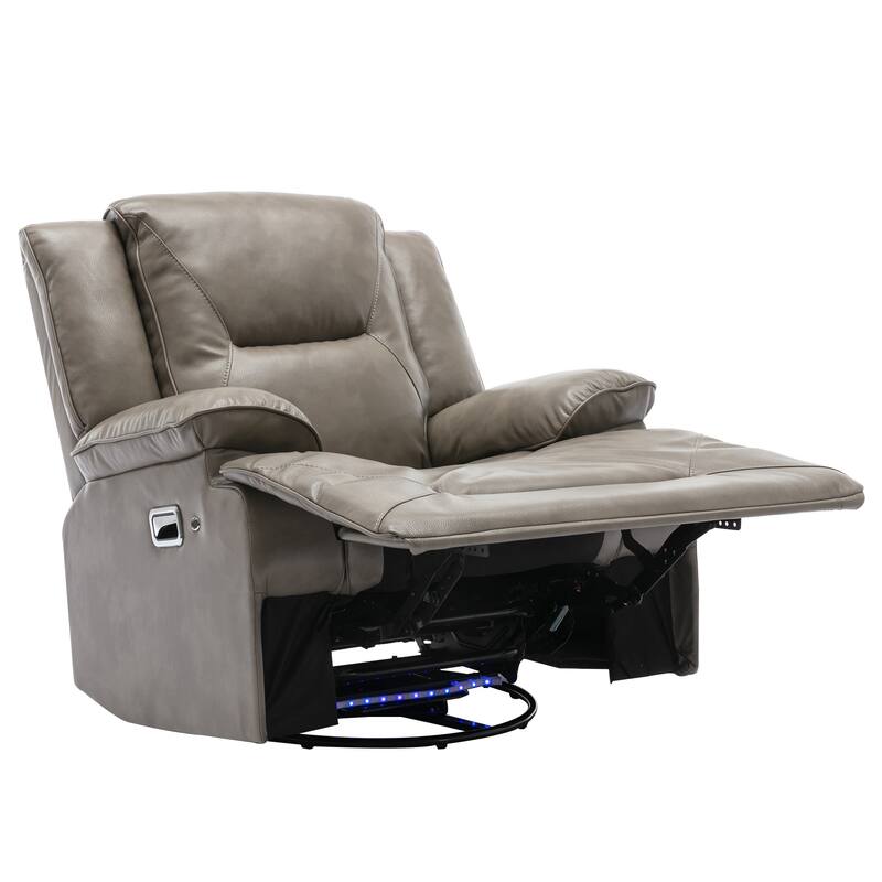 360° Swivel and Rocking Home Theater Recliner Manual Recliner Chair with a LED Light Strip for Living Room,Bedroom, Black
