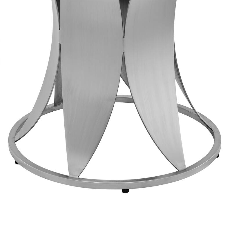 Petal Modern Glass and Stainless Steel 48" Round Dining Table with Pedestal Base