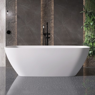 MEDUNJESS 67'' Freestanding Bathtub Solid Surface Soaking Tub