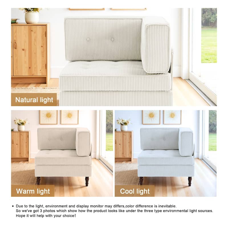 32.57" W Upholstered Corduroy Corner Accent Chair