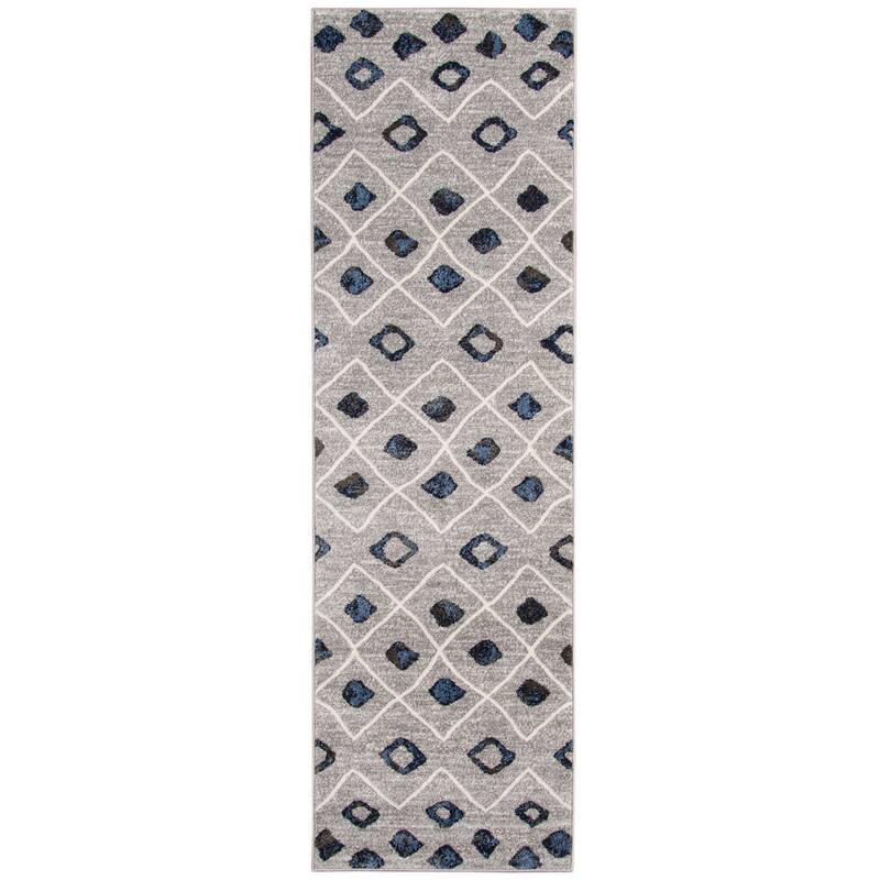 Atoka Southwestern Power-Loomed Area Rug - 2'6" x 9'1" Runner - Gray/Navy