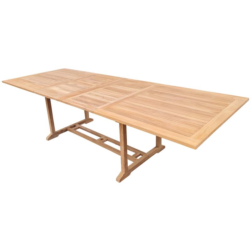Teak Wood Santa Ana Rectangular Double Extension Dining Table, 78 to 118 inch