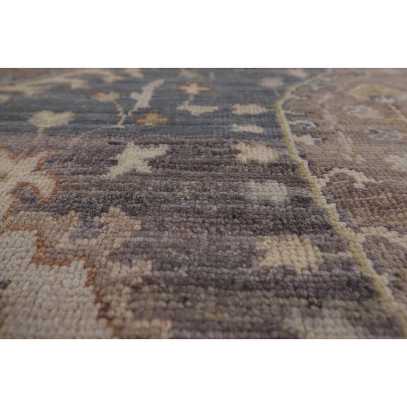 Vegetable Dye Oushak Turkish Area Rug Grey Hand-Knotted Wool Carpet - 6'1"x 9'0"