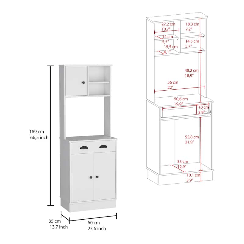 TUHOME Albany Kitchen Pantry with 2 Cabinets, 2 Open Shelves, and Drawer - N/A