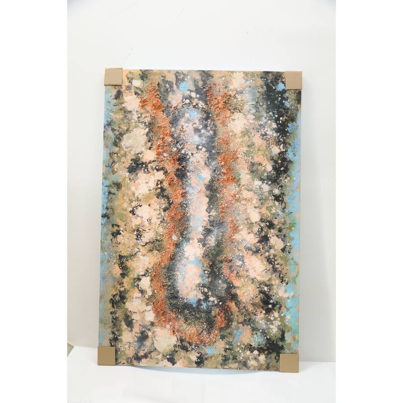 Elementum Hand Painted Abstract Horizontal Canvas Wall Art 47x31 Inch