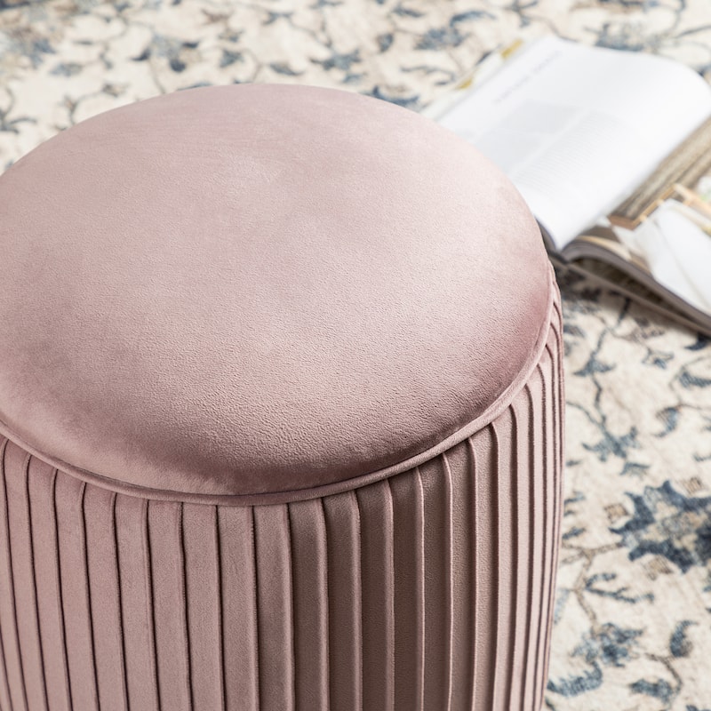 Glitzhome 19"H Velvet Upholstered Storage Ottoman or Accent Stool with Rubberwood Ball Feet
