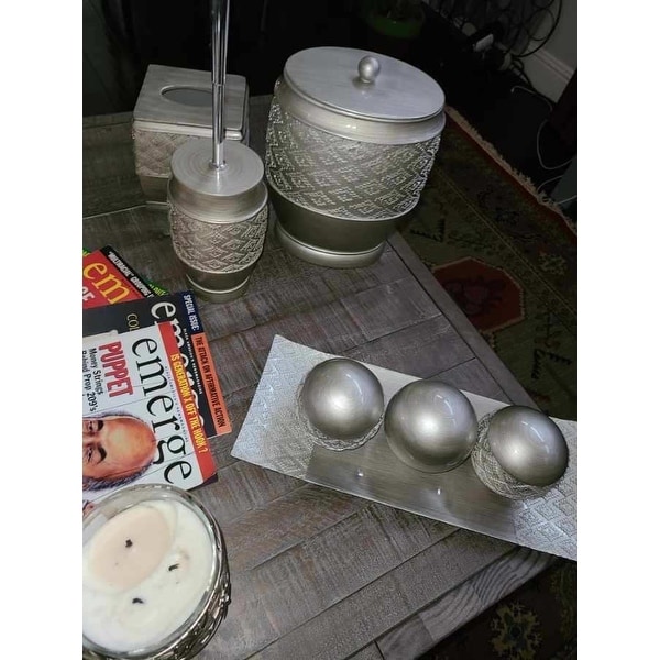 Shop Black Friday Deals On Dublin Decorative Tray And Orbs Balls Set Of 3 Brushed Silver Overstock 25618647