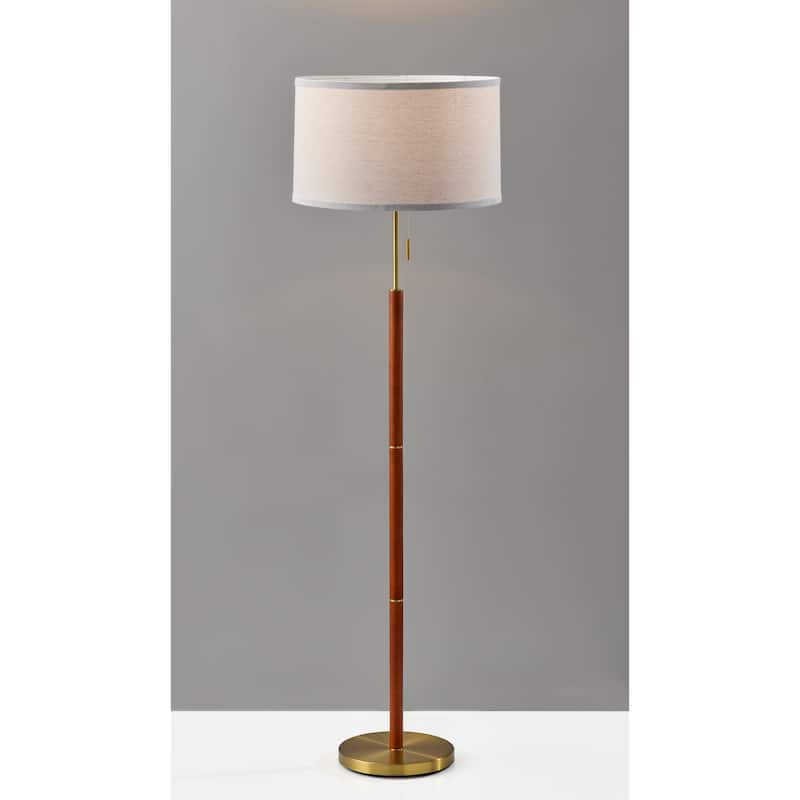 Walnut Brass Floor Lamp - Walnut & Brass - Walnut & Brass