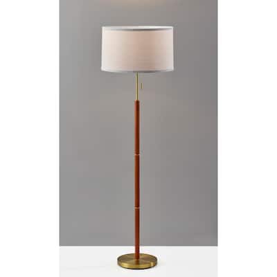 Walnut Brass Floor Lamp - Walnut & Brass