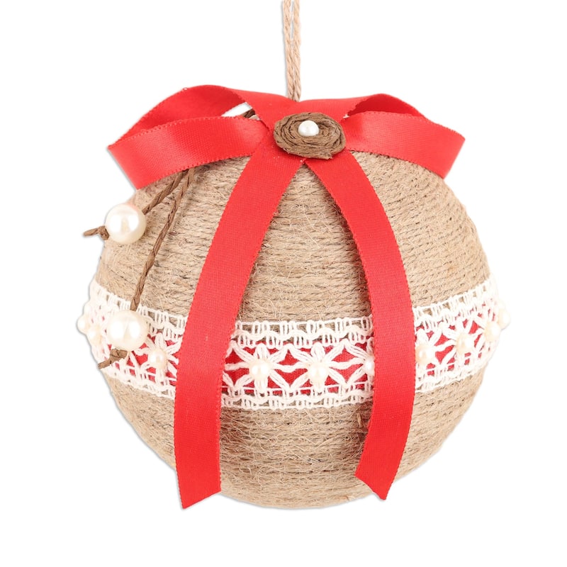 Novica Handmade Christmas Romance Wool And Jute Ornament Set (Set Of 4)