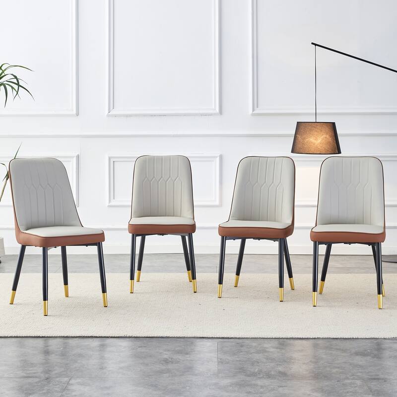 modern dining chair with PU leather backrest and metal legs,Set of 4