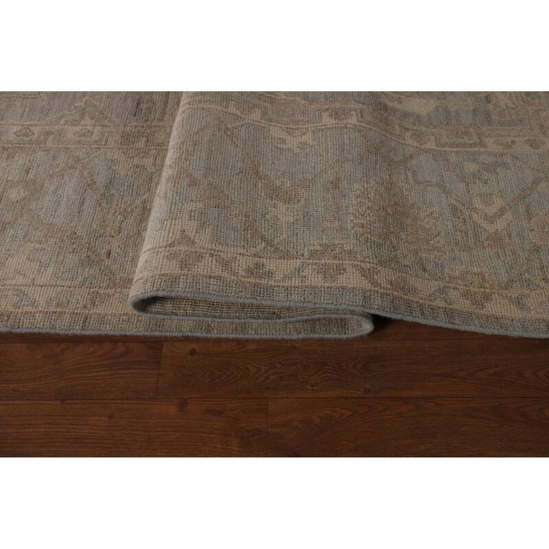 Transitional Oushak Turkish Area Rug Hand-Knotted Grey Wool Carpet - 9'1"x 11'8"