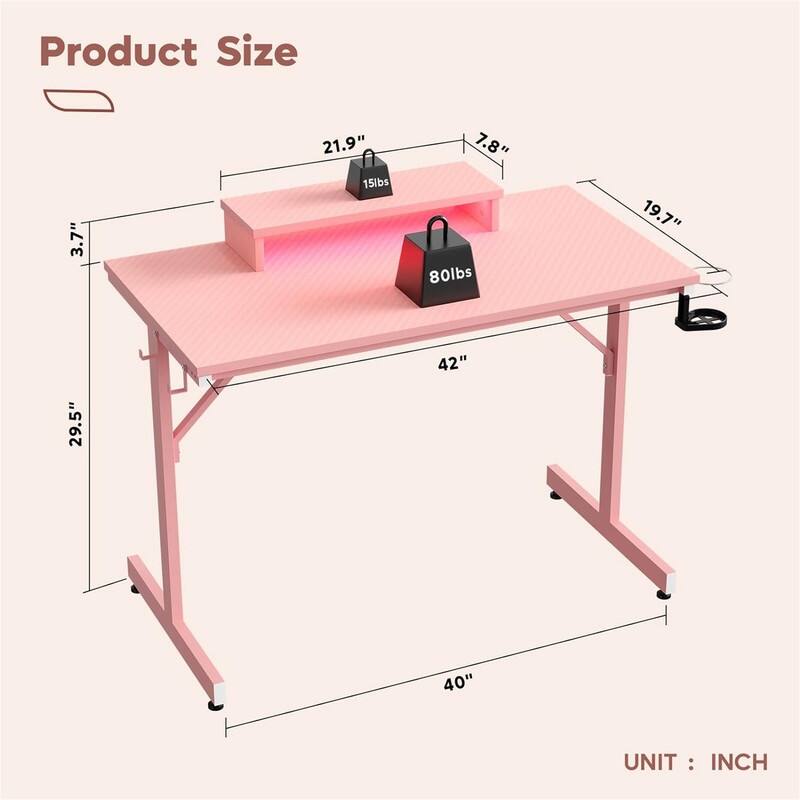 Small Gaming Desk with Monitor Stand